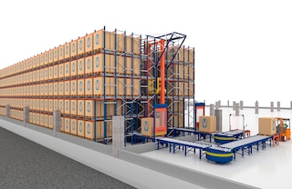 Automātisko pallet shuttle sistēmas ir piemērotas arī uzglabāšanas sistēmām ar zemiem griestiem