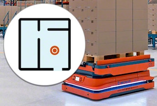 Sistēmas konfigurācijas gaitā AMR skenē noliktavu, lai izstrādātu virtuālo karti