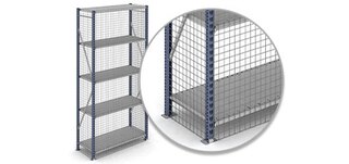 Sānu un aizmugurējais režģis norobežo plauktus papildu drošībai