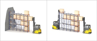 Gravitācijas plaukti ir pielāgoti LIFO un FIFO krājumu pārvaldības metodēm