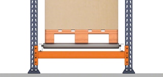 Gravitācijas plauktu sijas atbalsta veltņu transportierus gravitācijas plauktu sistēmās