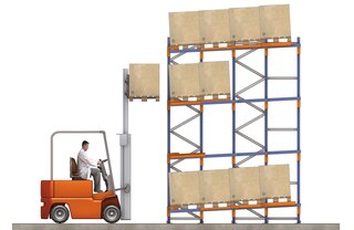 Atstūmjamās plauktu rindas ir nedaudz slīpas, lai atvieglotu izkraušanas darbus