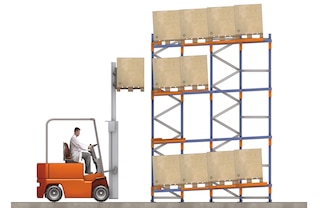 Atstūmjamās plauktu rindas ir nedaudz slīpas, lai atvieglotu izkraušanas darbus