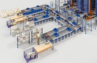 Konveijeru sistēmas atvieglo preču transportēšanu uz vairākiem komplektēšanas punktiem