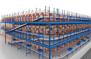 Konveijeri kastēm un konteineriem ir ideāls risinājums vairāku plauktu līmeņu savienošanai