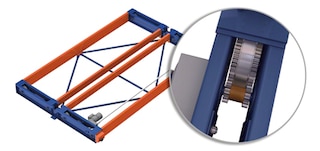 Dubulti plakanie zobrati nodrošina Movirack sistēmas vienmērīgu kustību