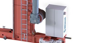 Elektroskapis piegādā palešu kraušanas celtnim elektrību