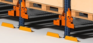 Pallet shuttle plauktu priekšējie un sānu aizsargi Pallet shuttle plauktu priekšējie un sānu aizsargi