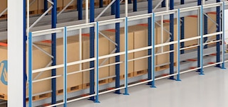 Pallet shuttle plauktu drošības nožogojums