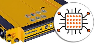 Pallet shuttle ierīce ir aprīkota ar iebūvētu PLC vadības sistēmu