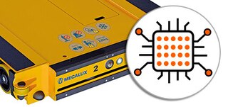 Pallet shuttle ierīce ir aprīkota ar iebūvētu PLC vadības sistēmu