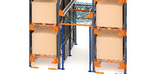 Aizsargierīces pallet shuttle plauktu sistēmas pārejās Aizsargierīces pallet shuttle plauktu sistēmas pārejās