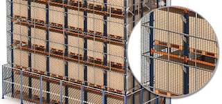 Pallet shuttle plauktu drošības režģis Pallet shuttle plauktu drošības režģis