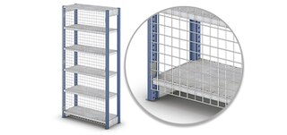 Aizsargsiets neļauj precēm nokrist un uzlabo ventilāciju M3 sīkpreču plauktos