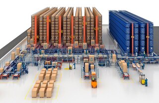 Trīsceļu automatizēto kraušanas celtni var kombinēt ar citām automatizētām uzglabāšanas sistēmām, piemēram kraušanas celtņiem kastēm miniload