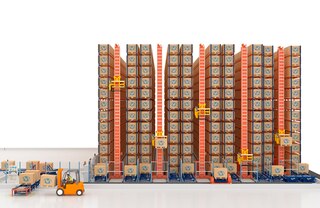 Trīsceļu automatizētos kraušanas celtņus var izmantot plauktu sistēmām ar augstumu līdz 15 m